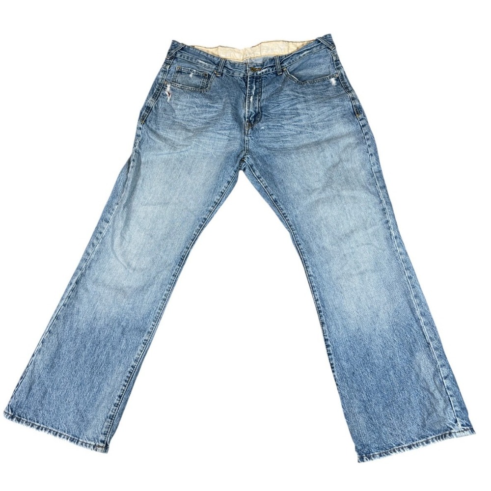 Unionbay Jeans Mens 38x30 (34x29.5)‎ Blue Denim Cotton Distressed Straight Leg